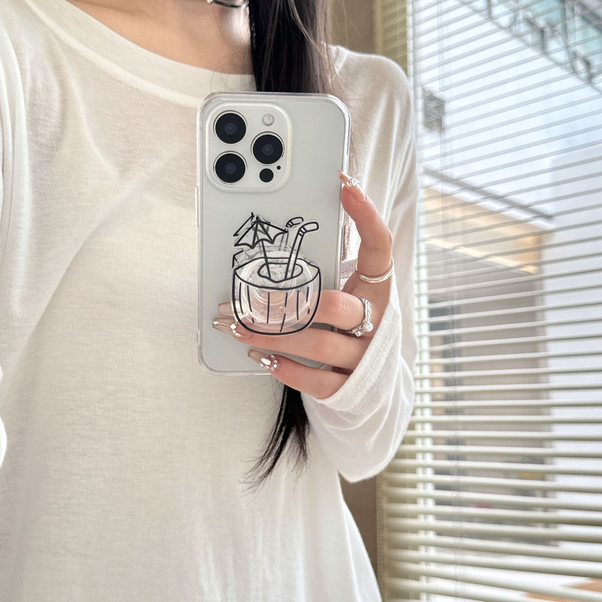 Simple verano pequeño y fresco para iPhone16 funda para teléfono móvil 15ProMax Coconut 14Pro femenino 13 nuevo 16PM