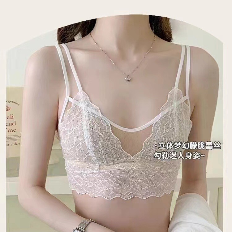 French Lace Lingerie for Women, Slimming Popular Style, Lightweight Hollow Thin Cup, Short Style, Large Bust, Makes Bust Appear Smaller, Triangle Cup, Beautiful Back