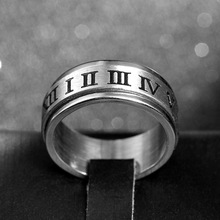 韩版316不锈钢滴油戒指 罗马数字不锈钢戒指 8mm