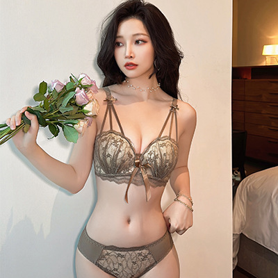 8267 sexy ropa interior de encaje de las mujeres push-up pequeño sujetador cómodo inalámbrico soporte superior sujetador ajustable traje