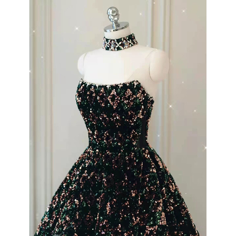 Đầm dạ hội dáng dài không dây đính sequin cao cấp — Màu trong hình, Hình ảnh màu đuôi cá