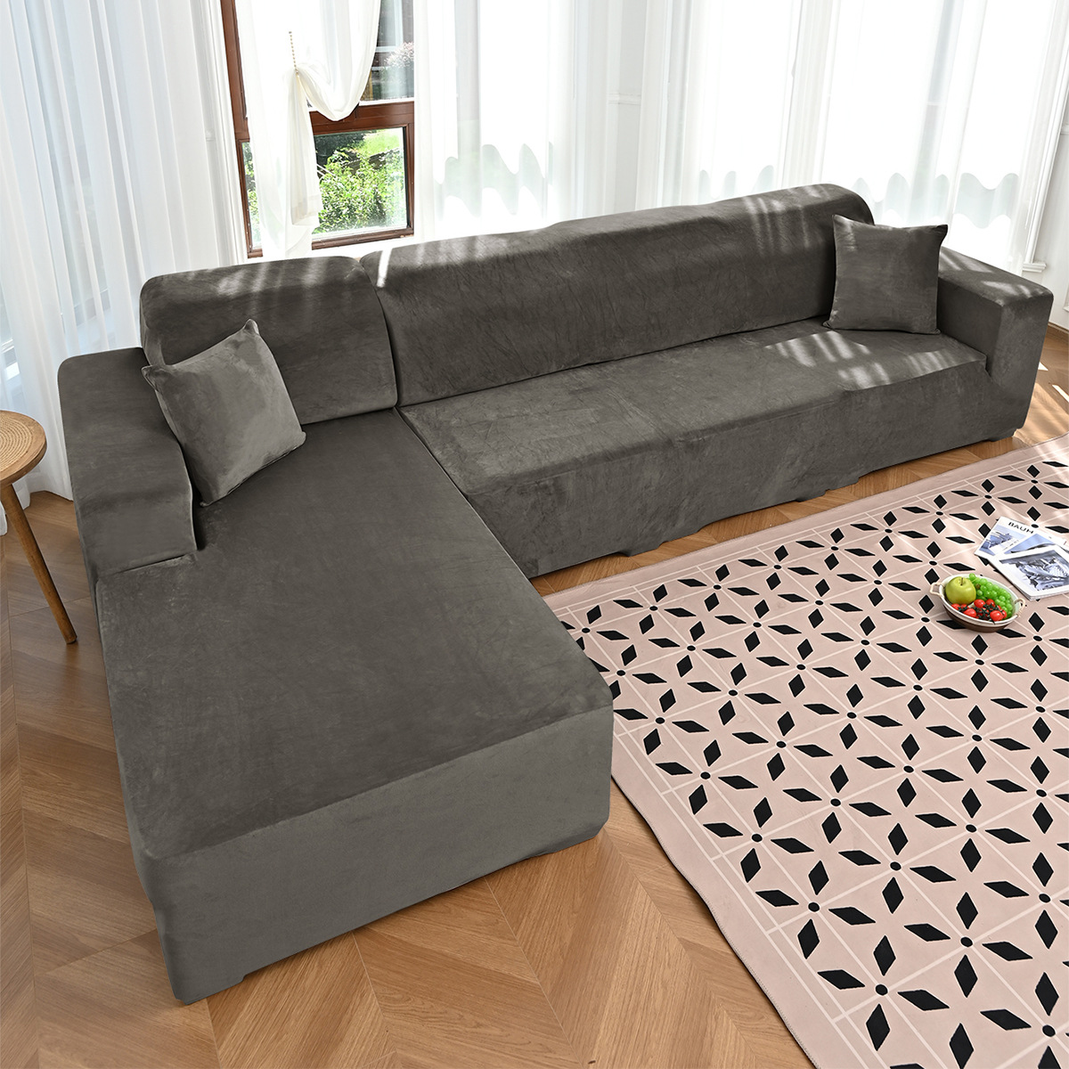 Transfronterizo al por mayor de color sólido elástico plata de zorro cubierta de sofá cubierta de sofá grueso universal cubierta de sofá antideslizante