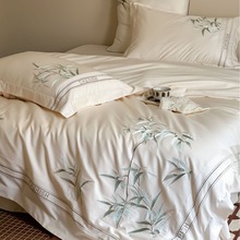 东方新中式刺绣丝滑夏季新品兰精天丝大拼角轻奢可裸睡四件套