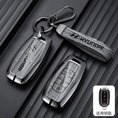 Car key bag | Bag Buckle for Men - standard-type-a-4-button-wood-grain-gray-leather-buckle