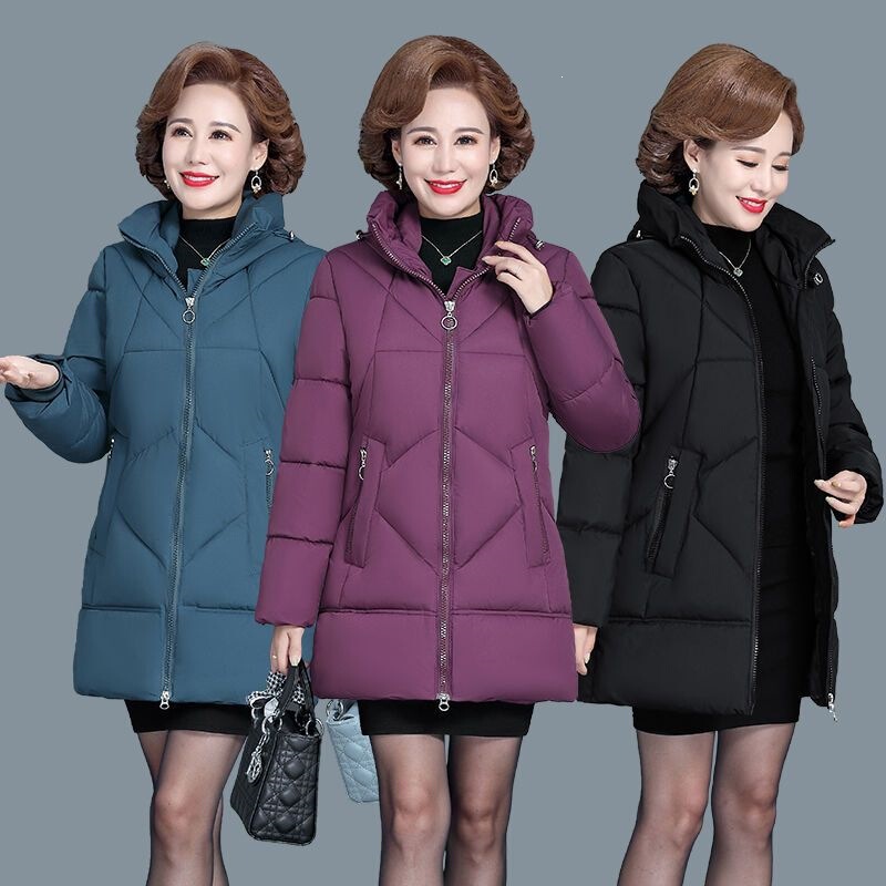 2022 Winter Cotton Coat for Middle-Aged Women, Mid-Length Thickened Cotton Jacket for Mothers, Plus Size Women's Clothing 2022 Winter Cotton Coat for Middle-Aged Women, Mid-Length Thickened Cotton Jacket for Mothers, Plus Size Women's Clothing