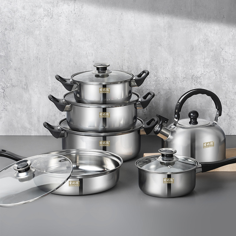 Cookware Sets stainless steel pot set 12 piece set detachable handle soup pot kettle set Wholesale