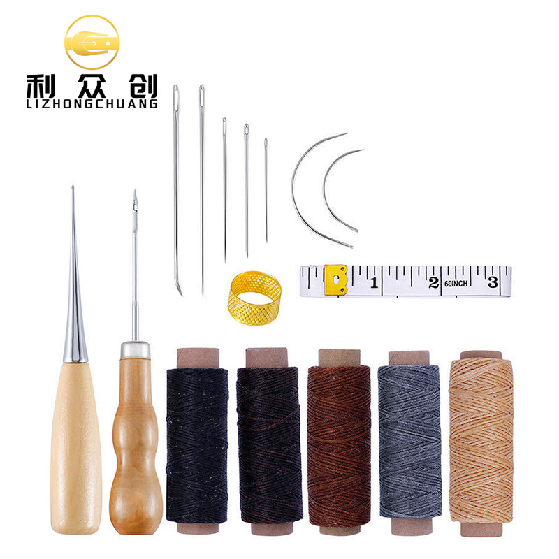 16 piezas de cuero herramientas traje hecho a mano cuero artesanal conjunto de cuero dispositivo de corte de diamante combinación de arte de cuero