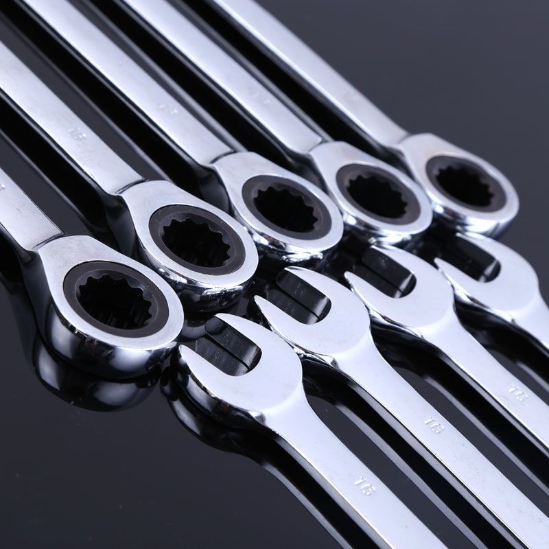 Pang Long Fuente de la fábrica 8-24MM cromo vanadio espejo de acero trinquete de doble propósito llave estancia cabeza de doble propósito Llave de trinquete