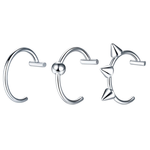 European and American style stainless steel piercing jewelry, no-hole fake lip rings, lip clamps, cross-border e-commerce source products, nose ring piercing jewelry, lip studs