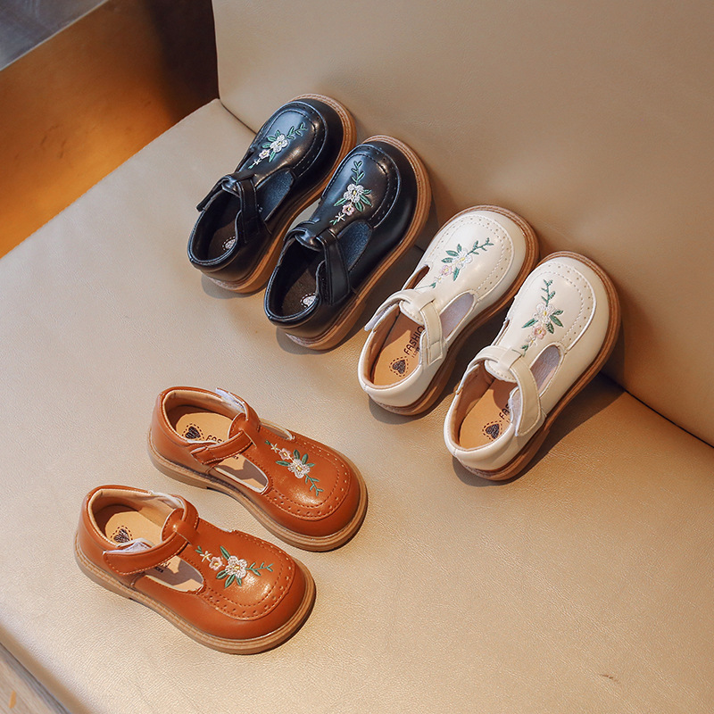Girls Princess Shoes 2025 Spring and Autumn New Small Leather Shoes Embroidered National Style Baby Girl Dance Shoes Soft Sole Casual Shoes