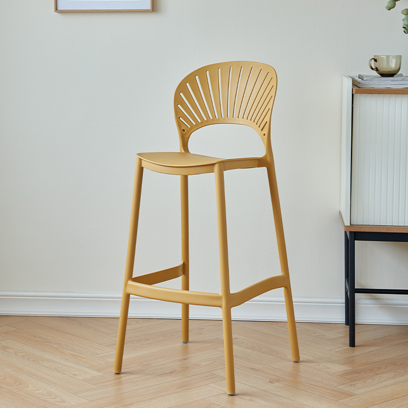 Silla de bar con respaldo superpuesta minimalista nórdico PP silla de bar de concha de plástico