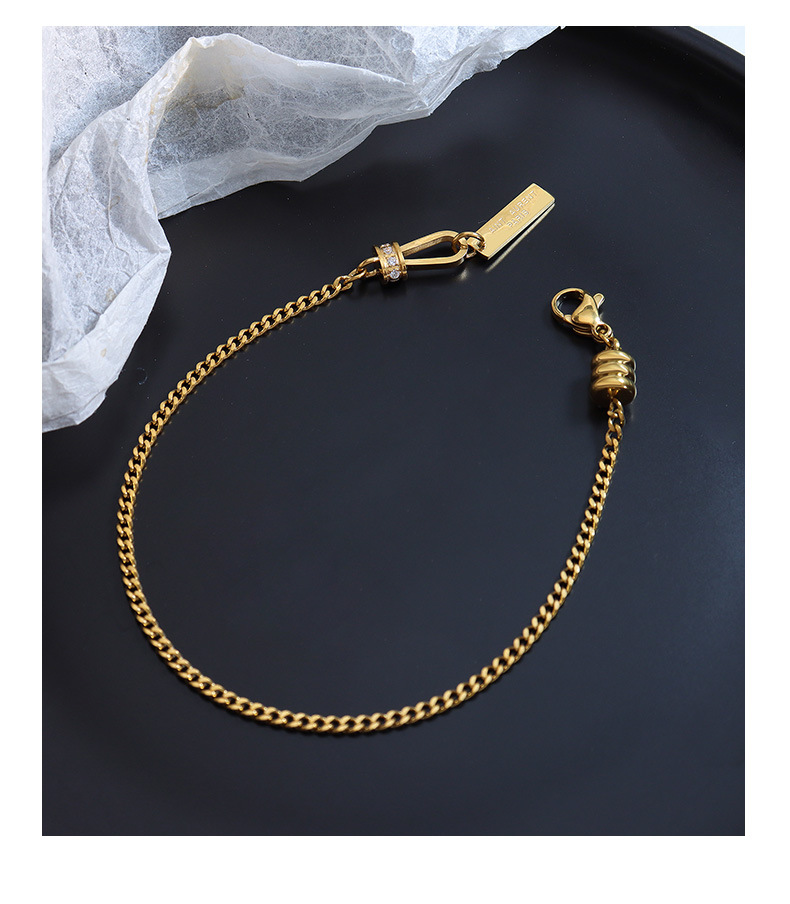 Simple Style Geometric Titanium Steel Plating Zircon Bracelets 1 Piece