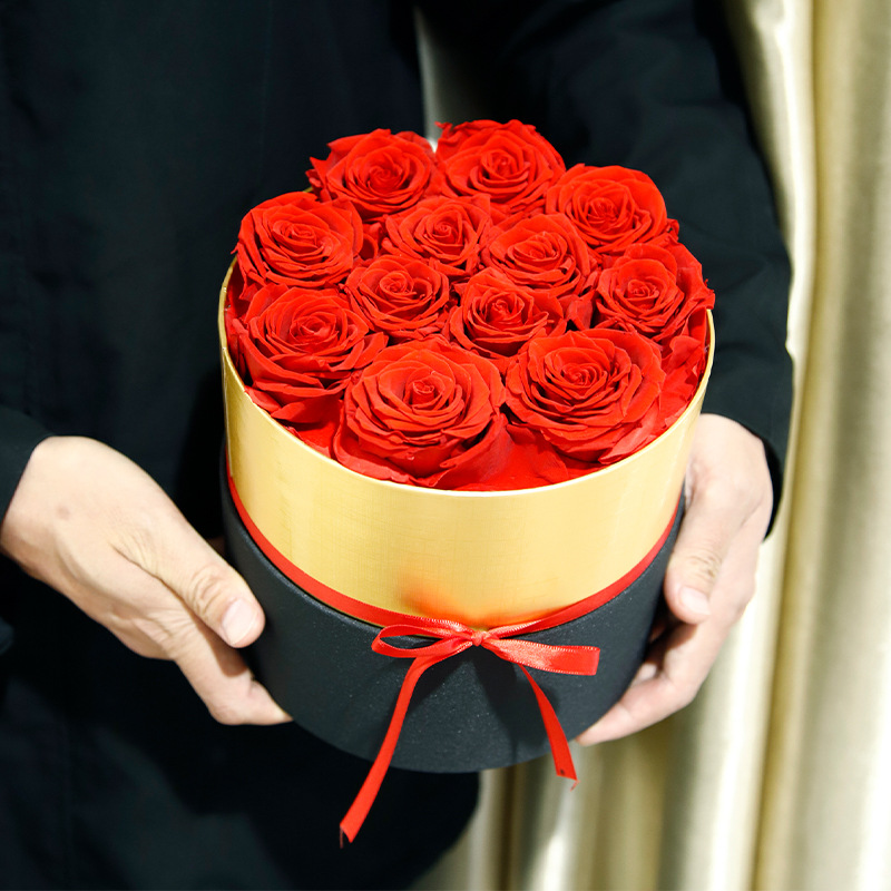 Curry Sur flor eterna borde dorado abrazo cubo caja de regalo Rosa producto regalo decoración del hogar Decoración para novia