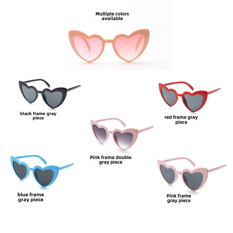 Cross-border European and American Style Love Women's Sunglasses Big Face Slimming Sunglasses Trendy Heart-shaped Fashion Sunglasses Women's Heart_voghion.com