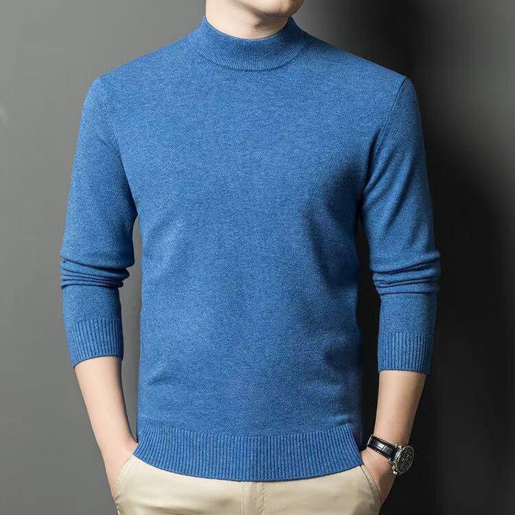 Men's Autumn and Winter New Solid Color Half-High Collar Slim Fit Casual Warm Solid Color Knitted Sweater Men's One-Piece Drop Shipping Men's Autumn and Winter New Solid Color Half-High Collar Slim Fit Casual Warm Solid Color Knitted Sweater Men's One-Piece Drop Shipping