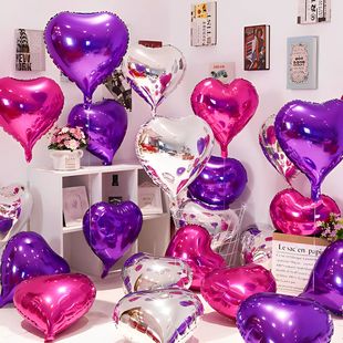 Birthday Decorations, Engagement Backdrop Decorations, Balloons for Weddings, 18inch Aluminum Foil Heart Balloons, Red