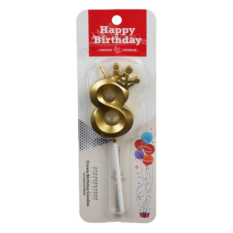 Vela de cumpleaños plug-in color ins estilo creativo corona romántica número 0-9 decoración de la torta suministros de fiesta al por mayor