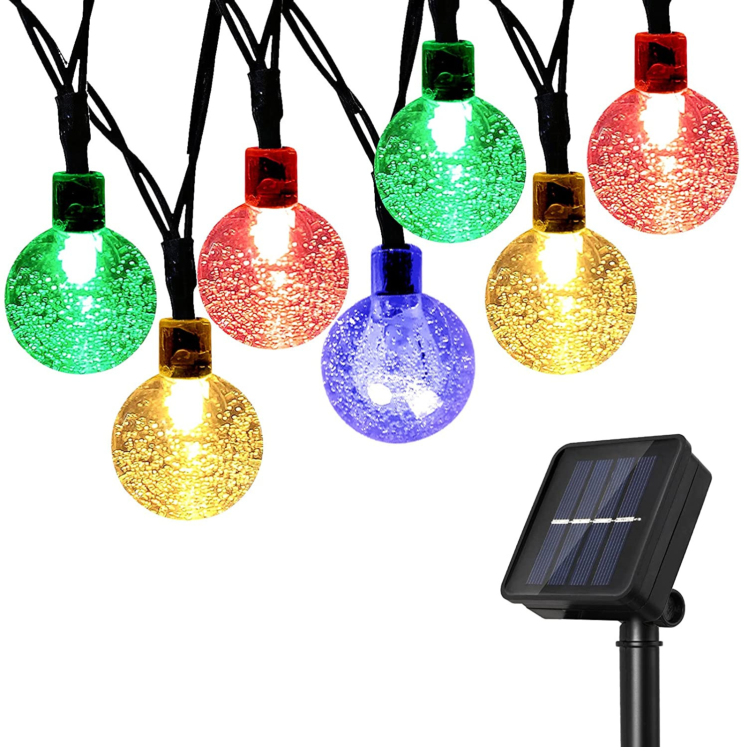En stock suministro solar Bola de burbuja Cadena de luz al aire libre LED pequeñas luces de colores Navidad vacaciones Villa patio luces decorativas