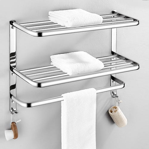 304 stainless steel hotel bathroom towel rack bathroom storage rack double bath towel rack bathroom hardware hooks