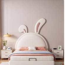 兔耳朵儿童床女孩公主床现代简约女童床 1.5米单人床次卧主卧皮床