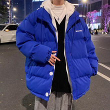 假两件情侣装冬季潮牌ins加厚宽松连帽棉服冬装美式复古棉袄外套