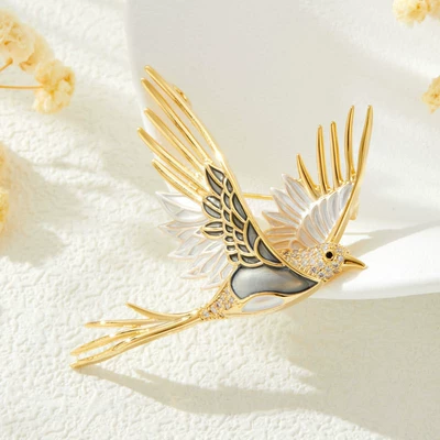 New Hot-Selling Enamel Bird Brooch, Yaxa sancaqları - off-white
