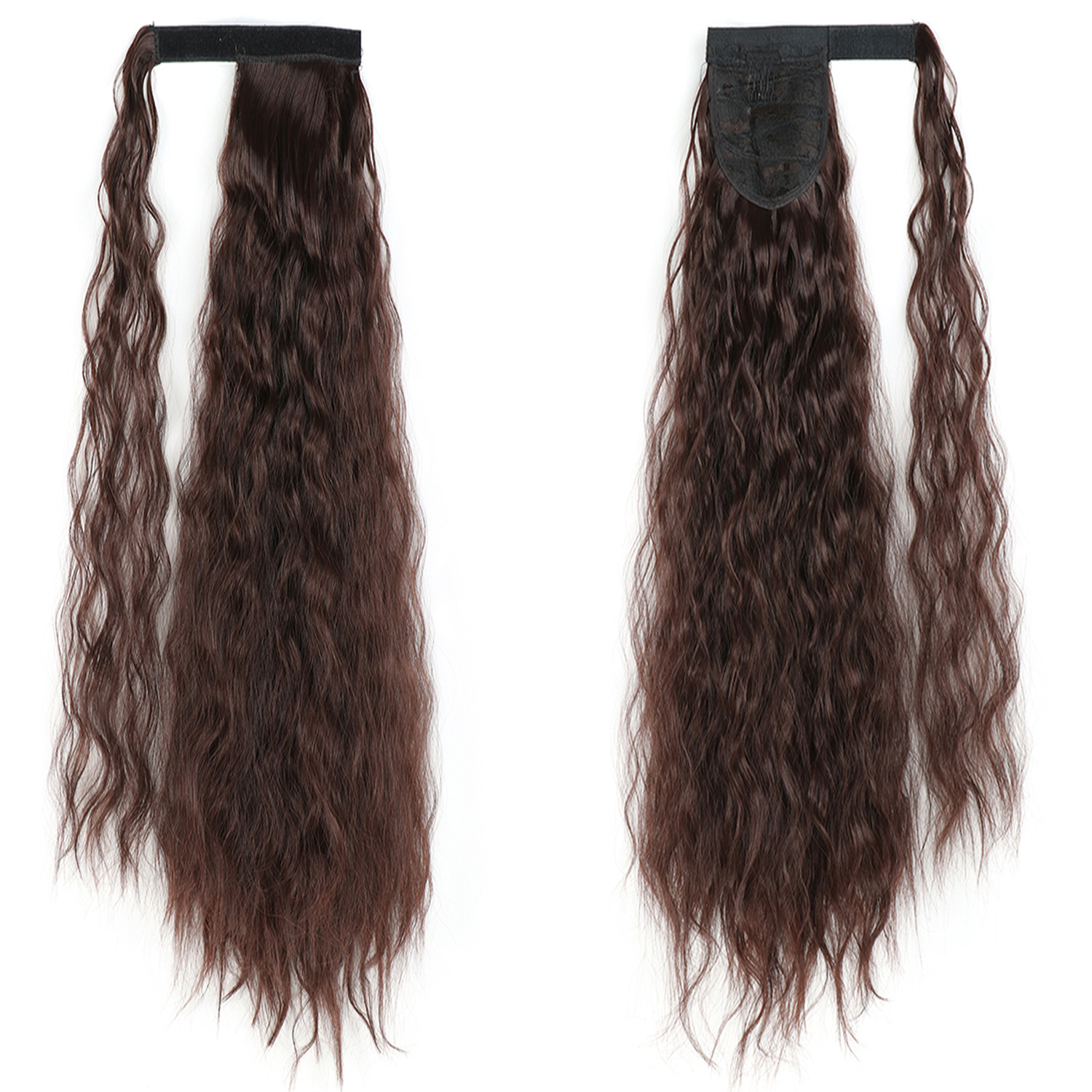 85CM peluca cola de caballo velcro maíz caliente cola de caballo largo cabello rizado fibra de caballo