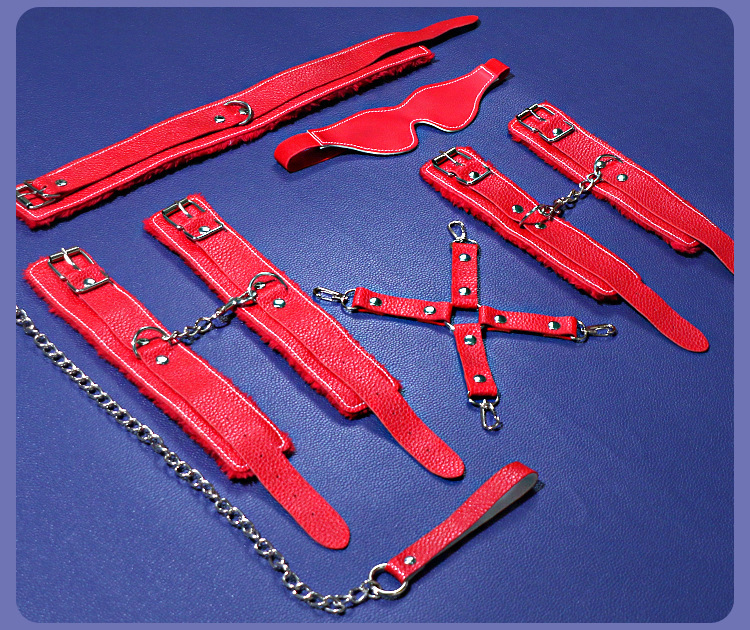 Jiuai SM Bondage Set, Plush Handcuffs and Nipple Clamps, 7-Piece Couple Play Kit — detail image 17