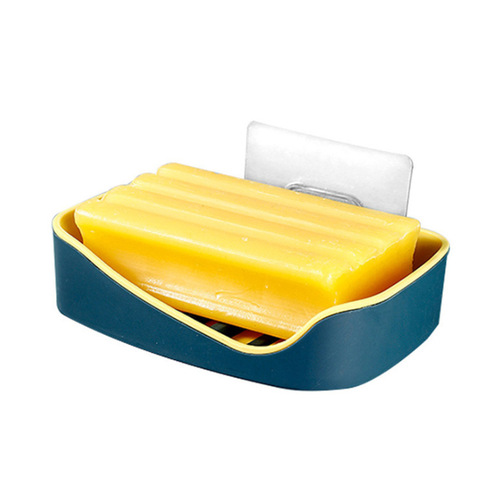Nordic Style Color-Blocking Double Layer Invisible Soap Dish Multifunctional Bathroom Portable Hole-Free Storage Box Soap Rack