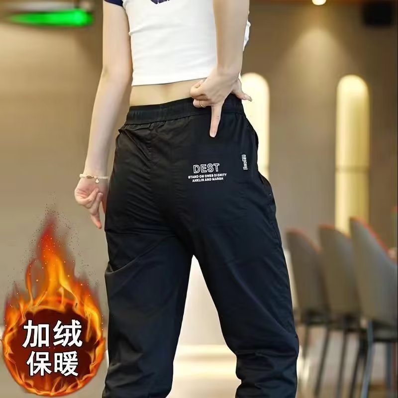 宽松潮流百搭弹力加绒情侣工装束脚裤子男工装裤加绒束脚外贸跨境|undefined