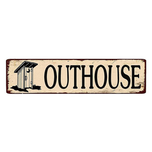 American Country Outdoor Toilet Tin Painting - Outhouse Humorous Retro Decorative Hanging Painting