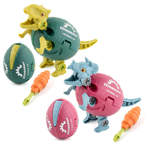 Cross-border supply DIY disassembly and assembly of dinosaur building block toys Velociraptor Triceratops screw-assembly educational toys
