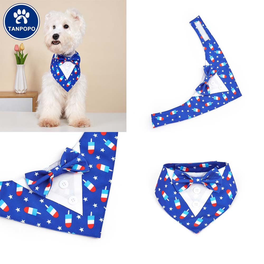 TANPOPO transfronterizo nuevo día de la independencia mascota fiesta decoración traje toallas de saliva para mascotas bufandas para perros