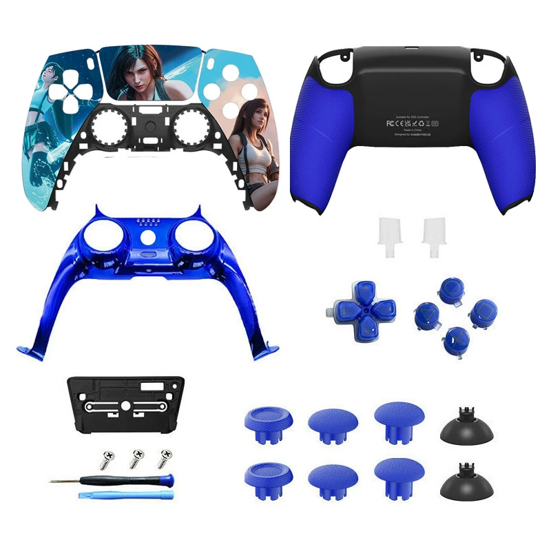 Корпус для контроллера PS5 двухцветный мягкий резиновый задний корпус, крышка, колпачок рычагa, 30-я годовщина серого, DIY ограниченный дизайн, ремонтные аксессуары