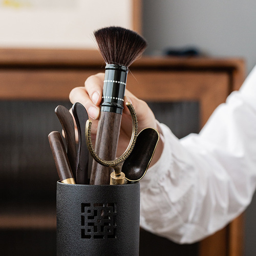 Black sandalwood tea ceremony six gentlemen set Kung Fu tea set accessories 6 gentleman set tea making tools tea clip needle tea spoon