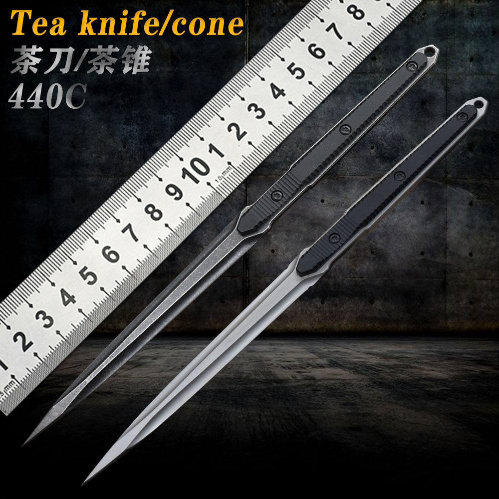 Cuchillo de té Cono de té 440C Cuchilla de té de palanca creativa Colección de agujas de té Juego de té edc Mini herramienta de utilidad de autodefensa