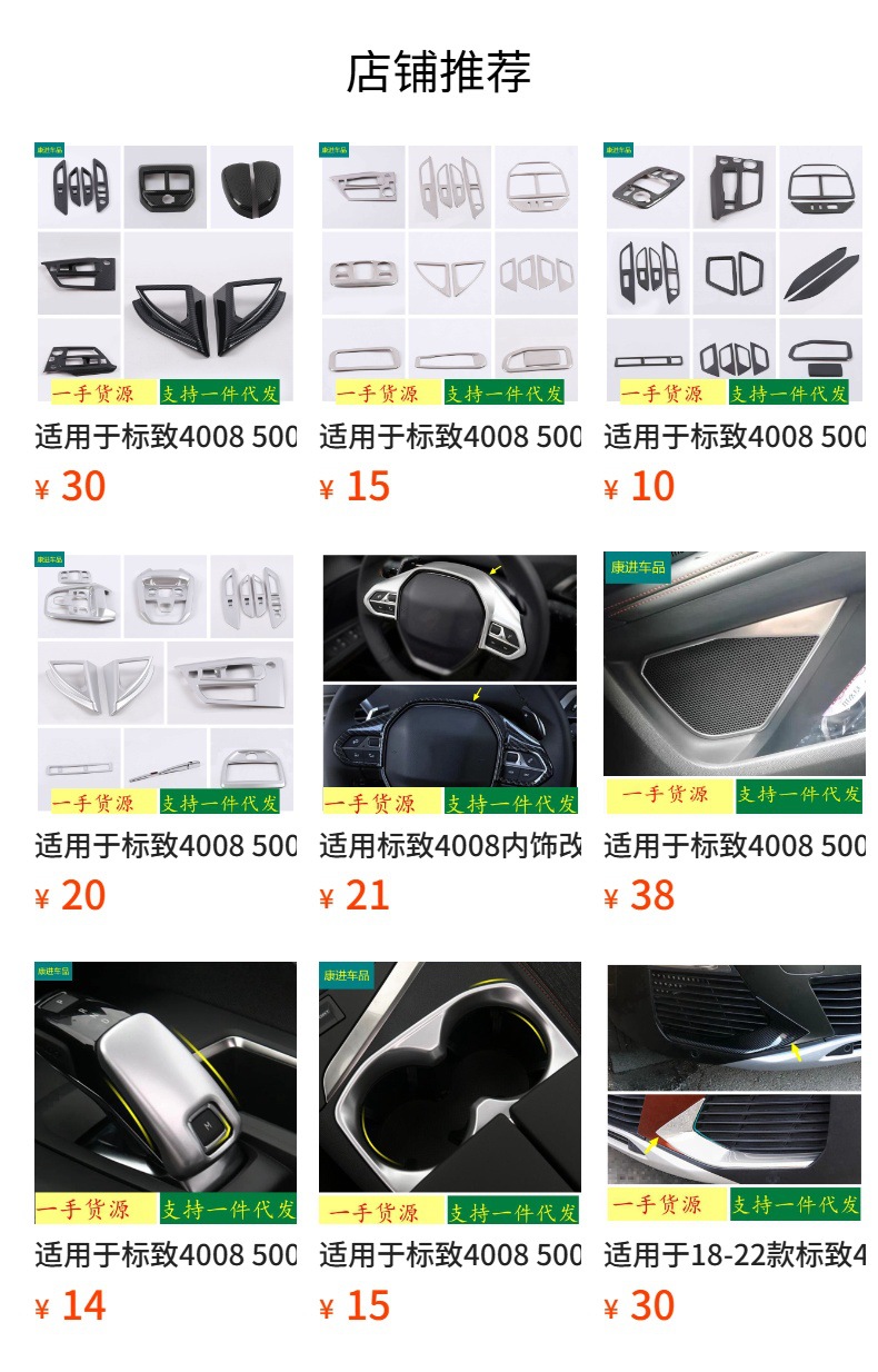 Suitable for Peugeot 4008 Foreign 3008 Glossy Stainless Steel Exterior Modification Tailgate Trim Rear Trim Decoration