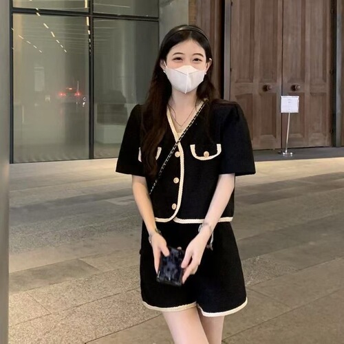 chanel style short-sleeved coat, women's clothing design, niche summer temperament, women's clothing, chanel style suit, two-piece set, trendy