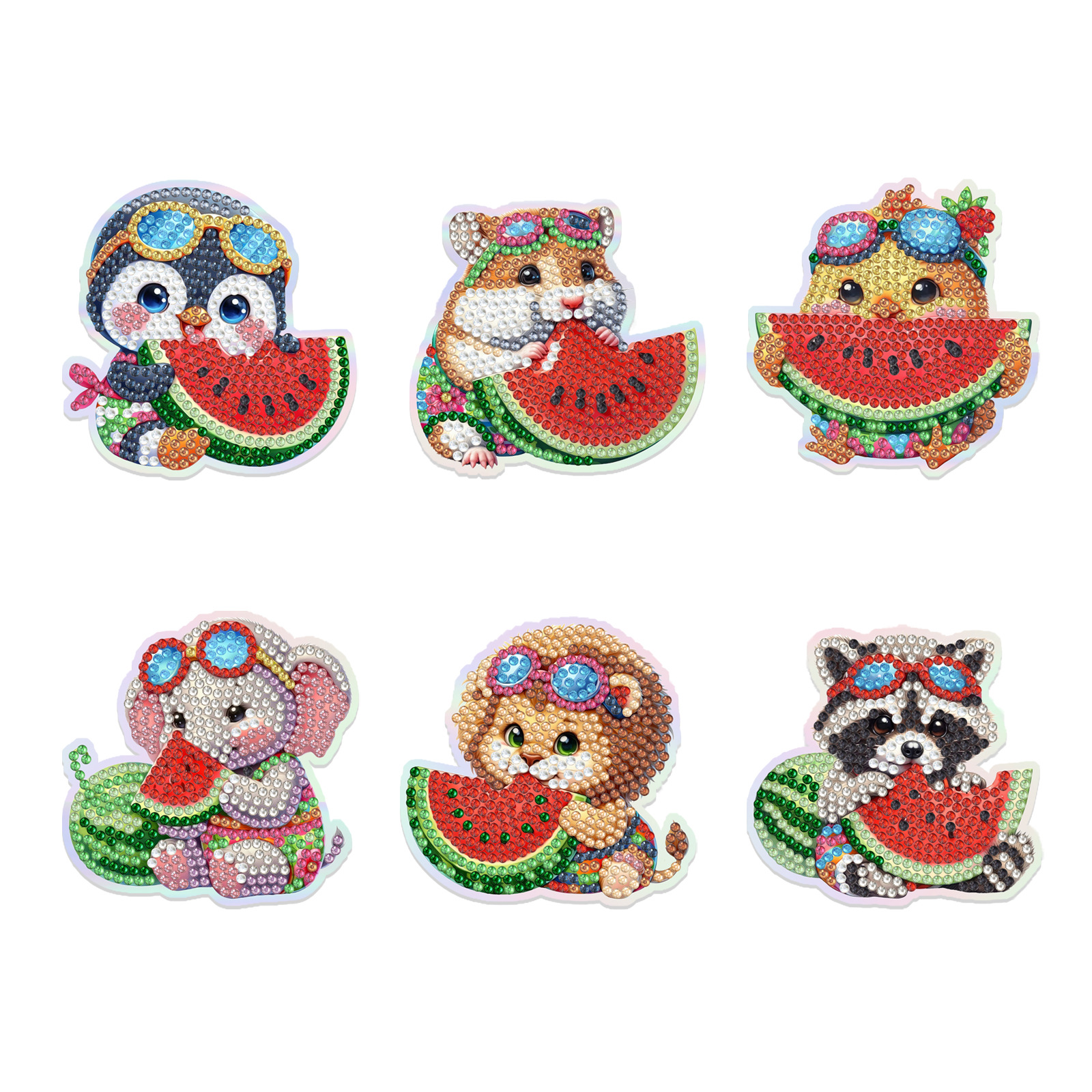 Ventas transfronterizas mejores pinturas de diamantes hechas a mano artesanías de dibujos animados animales suaves pegatinas magnéticas multi-pieza pegatinas de refrigerador de cocina