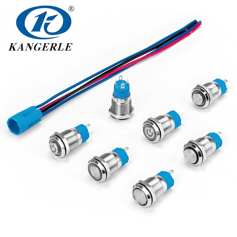 Металлическая кнопка M12, переключатель питания, кнопка запуска и остановки, круглая, высокая прочность, твердость, водонепроницаемая и пылезащитная металлическая кнопка