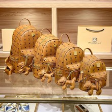 原标发货 精准对花 真皮女包2024新款M家双肩包大容量旅行背包