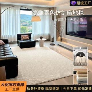 仿剑麻地毯客厅可折叠现代简约奶油风易打理卧室床边毯可机洗地垫