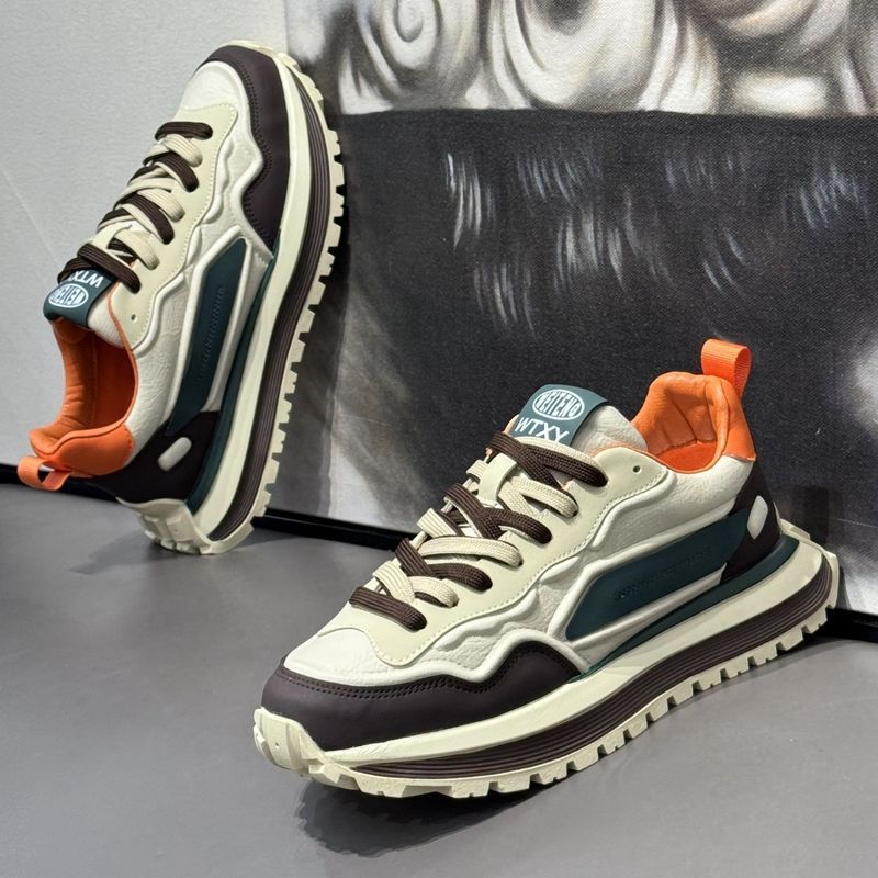 男鞋2025秋冬新款透气休闲百搭运动鞋软底防滑小白鞋厚底潮流老爹