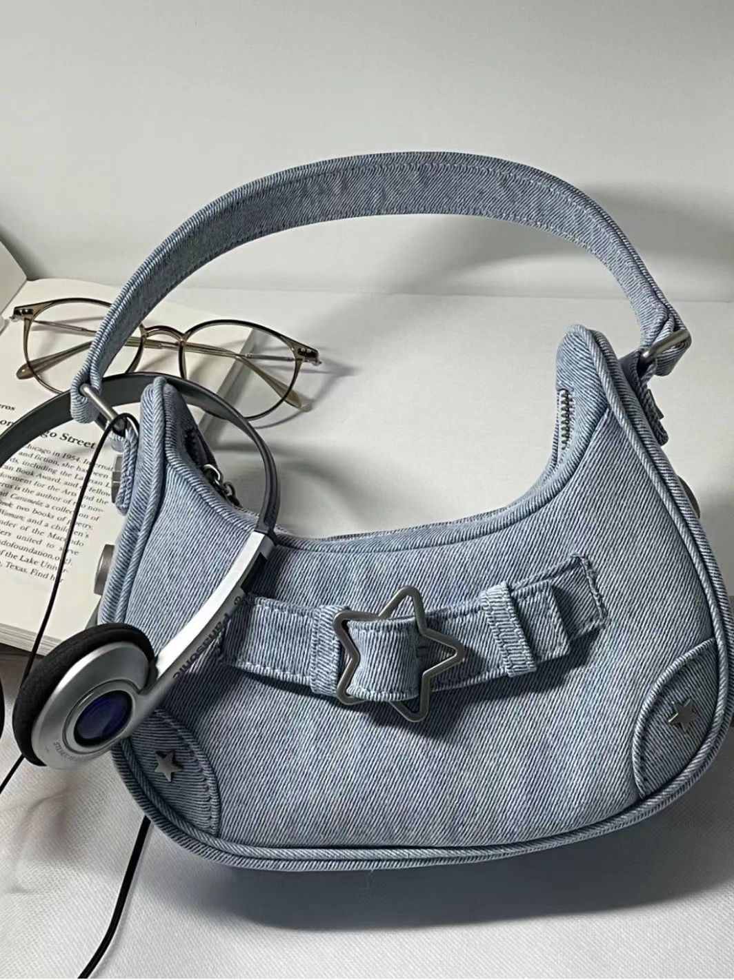 Borsa in denim Borse a tracolla alla moda per ragazze Borse da ascella firmate Borse con manico da donna Borse casual_voghion.com