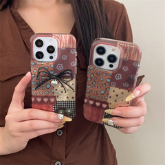 秋冬复古豹纹拼接星星适用iPhone17苹果16ProMax/15/14手机壳新款