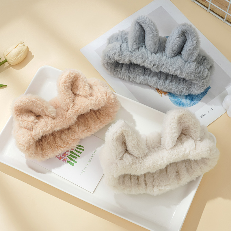 Lavar la cara, máscara de maquillaje, caricatura encantadora, conejo oso, cinta de cabello, cinta de cabello elástica de viento encantadora