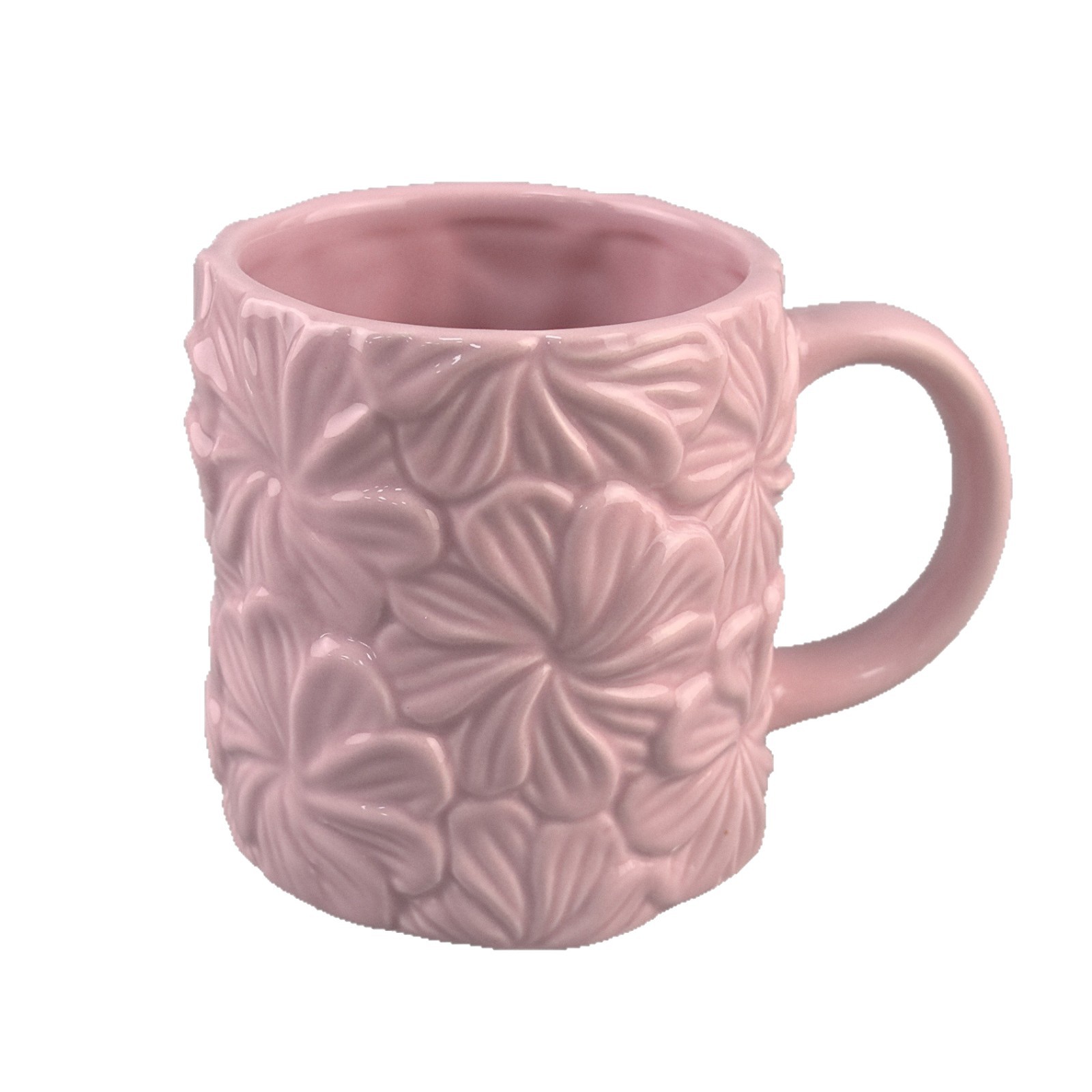 Creativo, de alto valor, exquisito, tierno rosa, flor en relieve, taza de cerámica, niña, primavera, taza de café para el hogar, agua potable