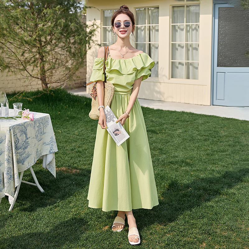 2025 Summer New Women's High-end Light Luxury Niche Long Dress Women's Elegant off-shoulder Fashion dress HM125