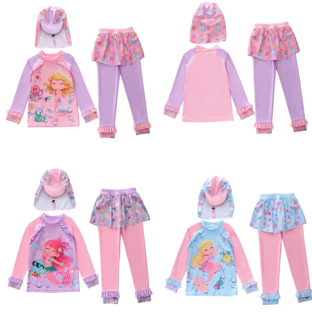 2025 New Kidsren's Swimsuit Female Split Baby Girl Swimsuit Cross-Border Cute Small, Medium and Large Kidsren's Swimsuit