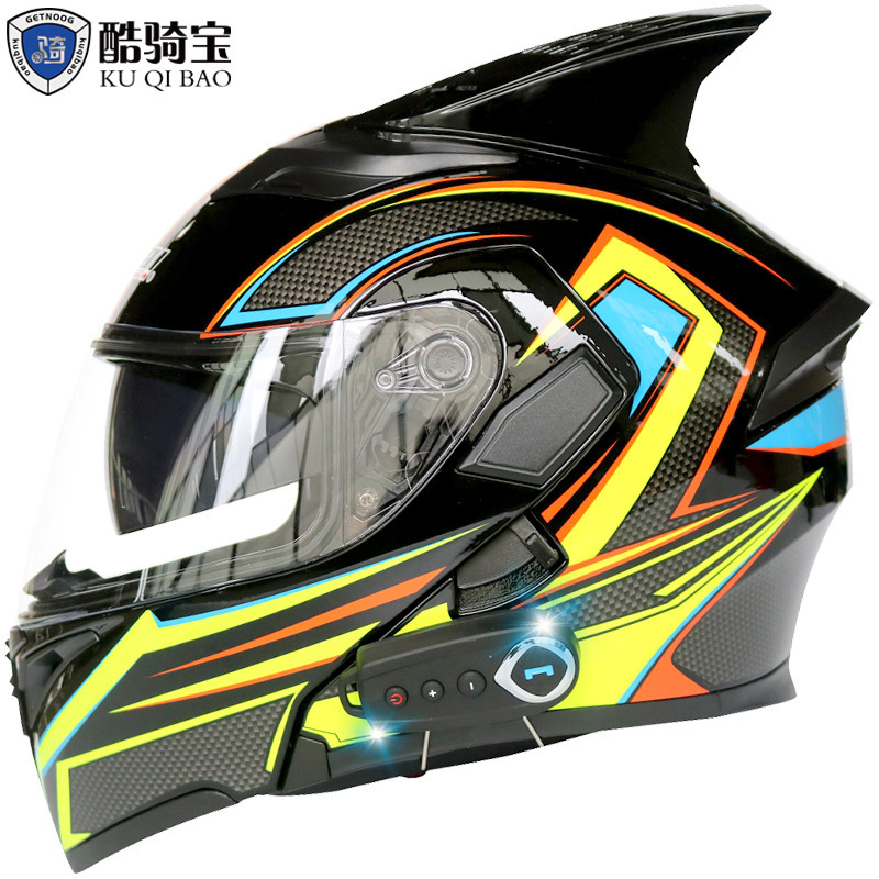 쿨 라이딩 보물 전기 오토바이 블루투스 헬멧 더블 렌즈 노출 헬멧 전체 헬멧 포함 FM과 혼